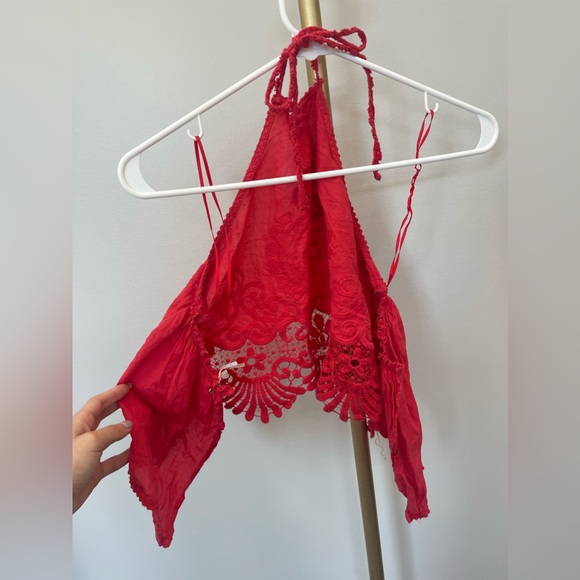 Kimchi Blue Red Halter tie crochet crop top, size small - Picture 7 of 7